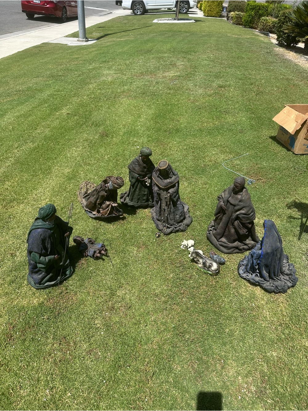 Handcrafted Neutral-Tone Nativity Figurine Set
